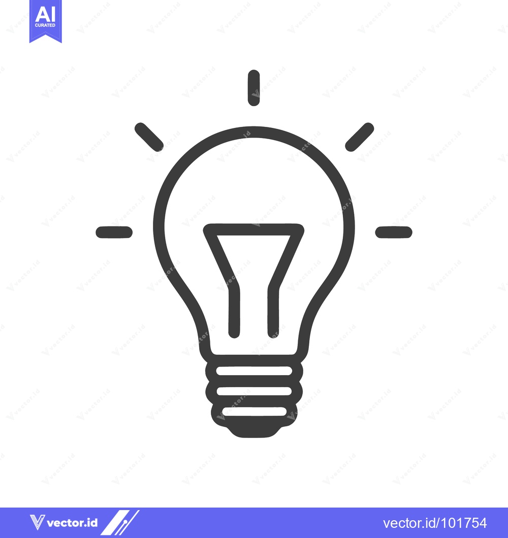Premium Vector of Bold Outline Lightbulb Icon with Radiating Beams for Ideas