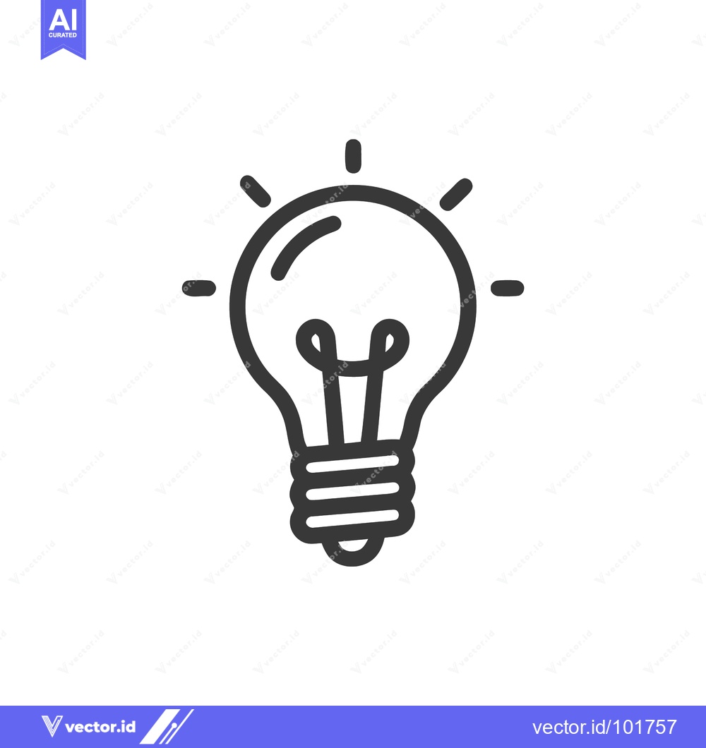 Premium Vector dari Modern Outline Icon of a Glowing Light Bulb for Creative Solutions