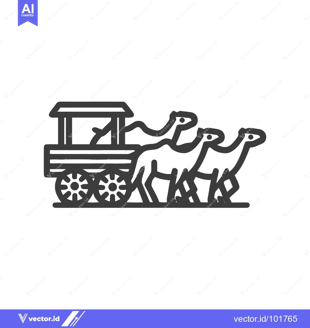 Premium Vector dari Ancient Journey Depicted in a Minimalist Three-Camel Caravan Line Icon