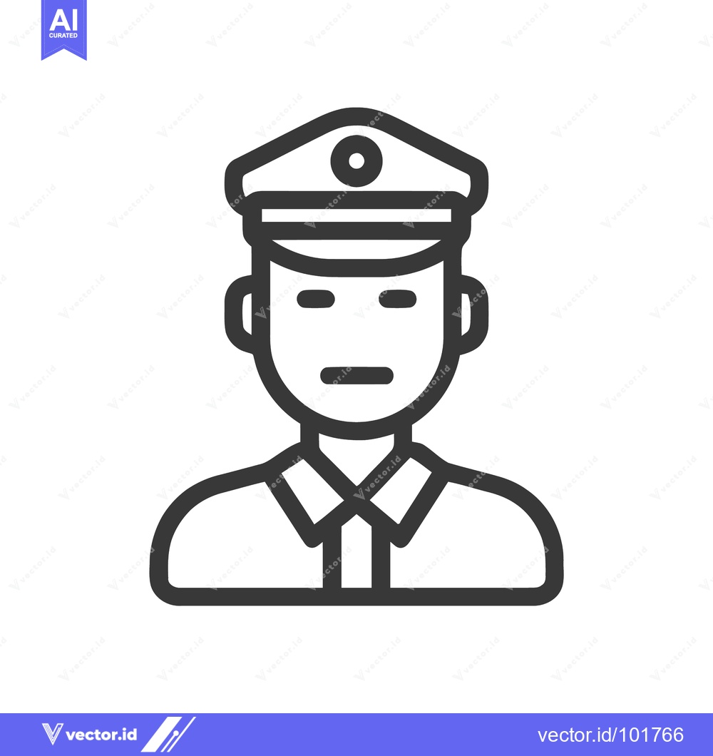 Premium Vector of Minimalist Police Officer Bust Icon with Peaked Cap and Uniform