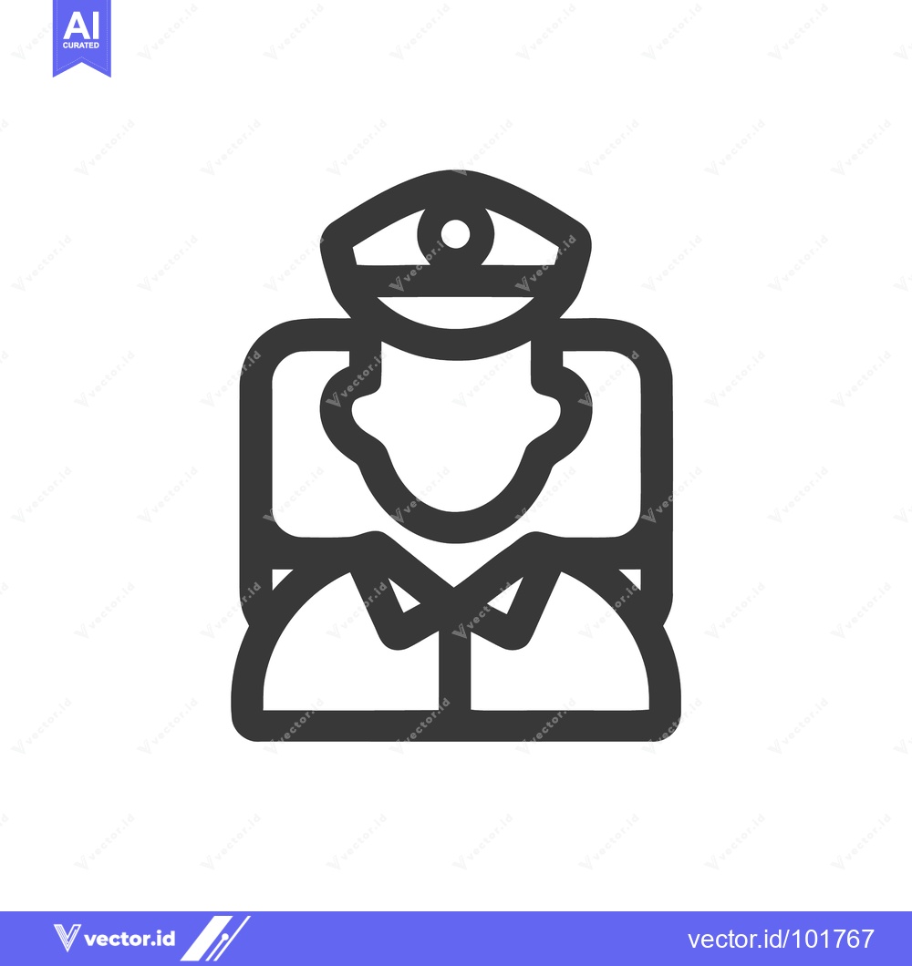 Premium Vector of Bold Monochrome Line Icon of a Police Officer Bust in Uniform
