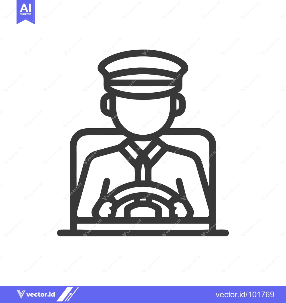 Premium Vector of Minimalist Line Art Icon of a Professional Driver or Pilot Operating a