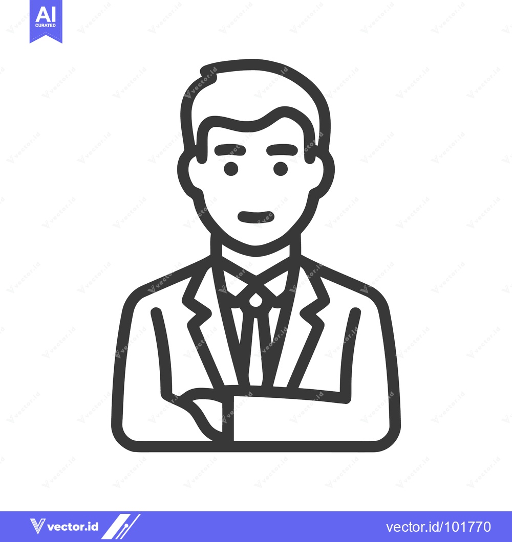 Premium Vector dari Confident Professional Man Line Icon in Suit with Crossed Arms, Minima
