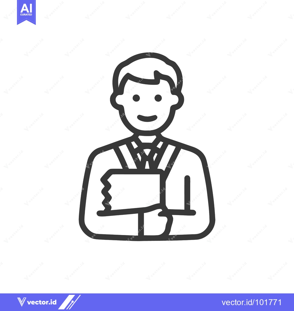 Premium Vector dari Clean Line Icon of Smiling Man Holding Book, Symbolizing Education, Kn