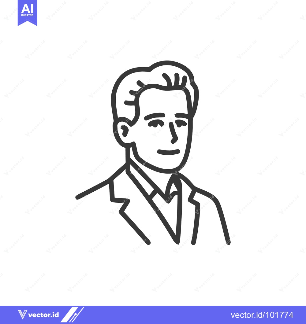 Premium Vector dari Distinguished Man Line Art Icon: Elegant Gentleman in Suit and Tie