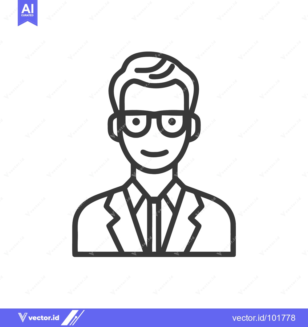 Premium Vector dari Professional Male Avatar Icon: Clean Line Art of Smart Man in Glasses