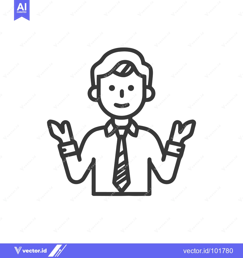 Premium Vector dari Minimalist Line Icon of a Shrugging Businessman Expressing Uncertainty