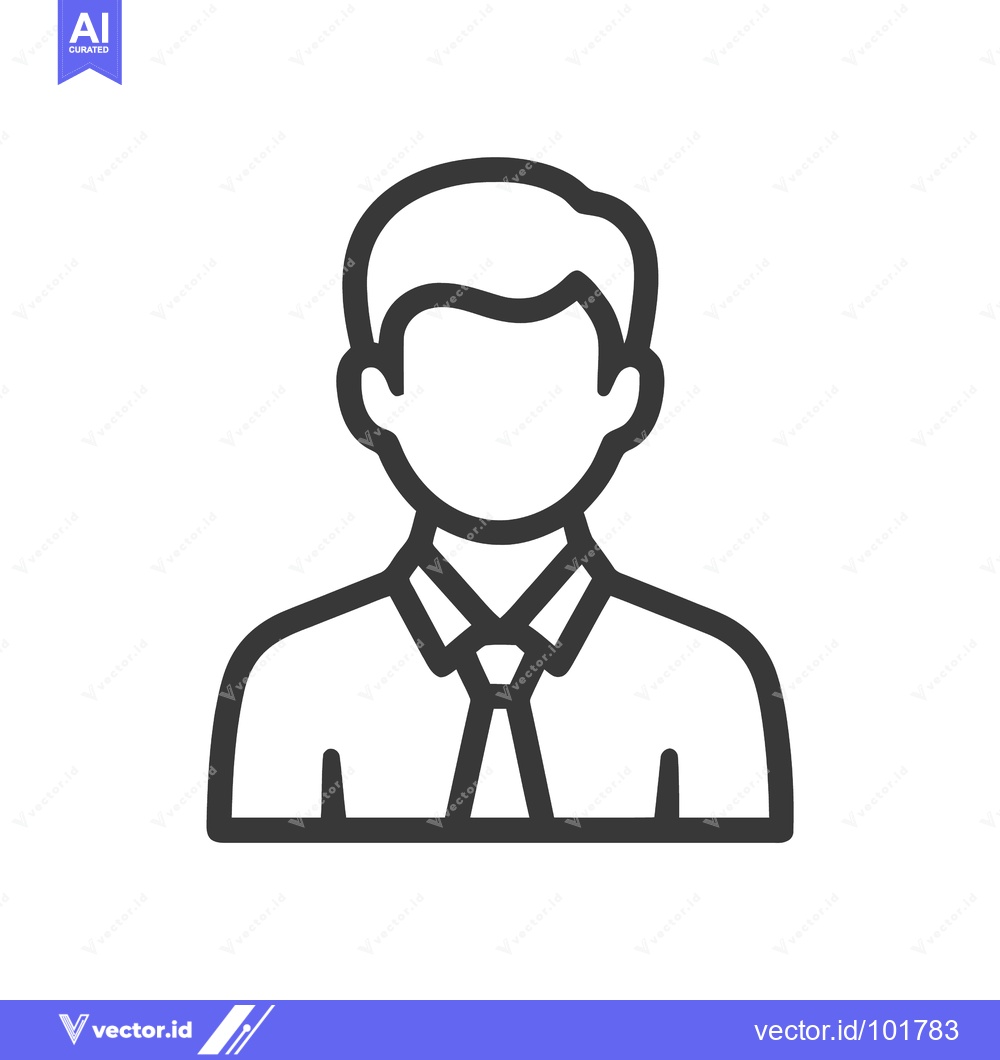 Premium Vector of Clean Outline Icon of a Generic Professional Person in Shirt and Tie,