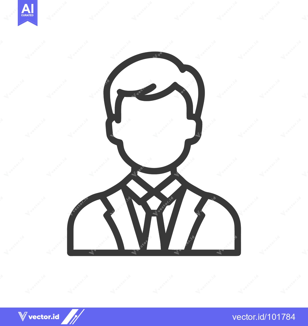 Premium Vector dari Generic Male User Profile Icon: Minimalist Outline of a Man in Suit an