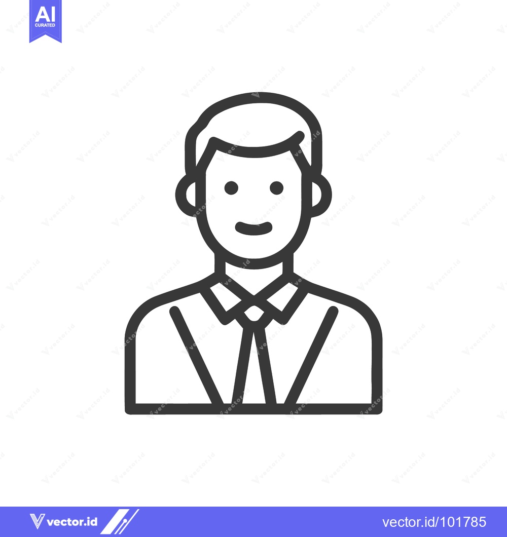 Premium Vector dari Minimalist Line Art Icon of a Smiling Man in Shirt and Tie, User Avata