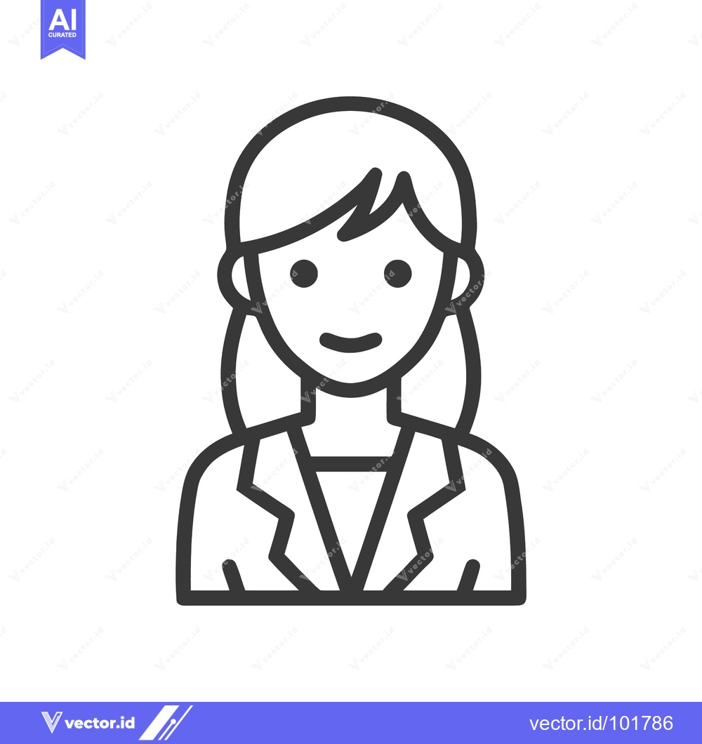 Premium Vector dari Modern Outline Icon of a Smiling Female Professional, Clean Vector Gra