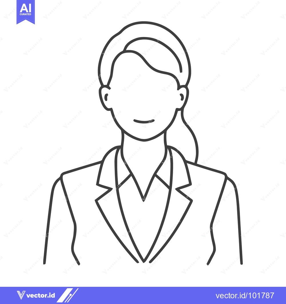 Premium Vector dari Modern Minimalist Line Art Icon of Professional Woman in Blazer, Smili