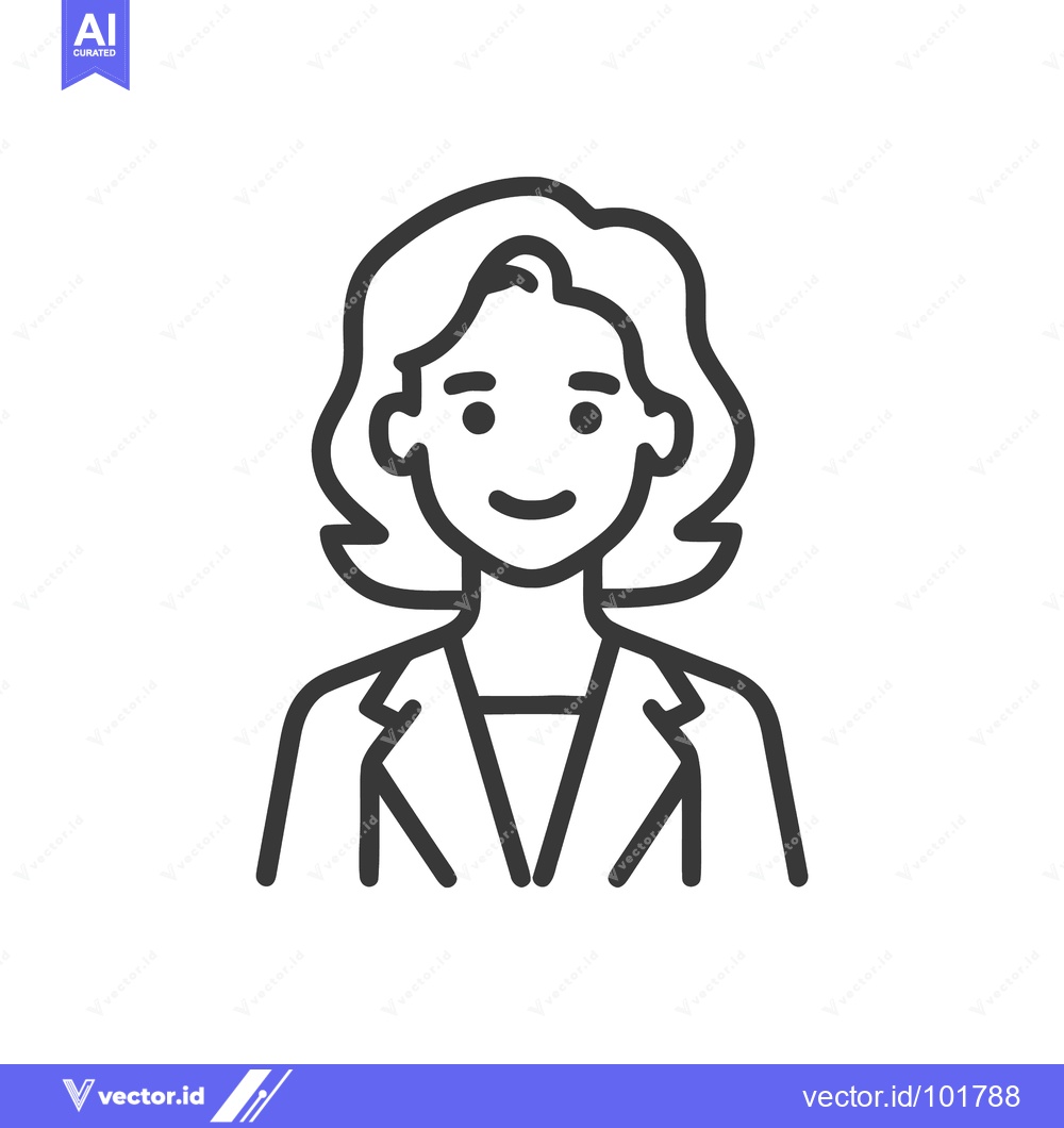 Premium Vector of Smiling Professional Woman Avatar: Modern Minimalist Line Art Icon for