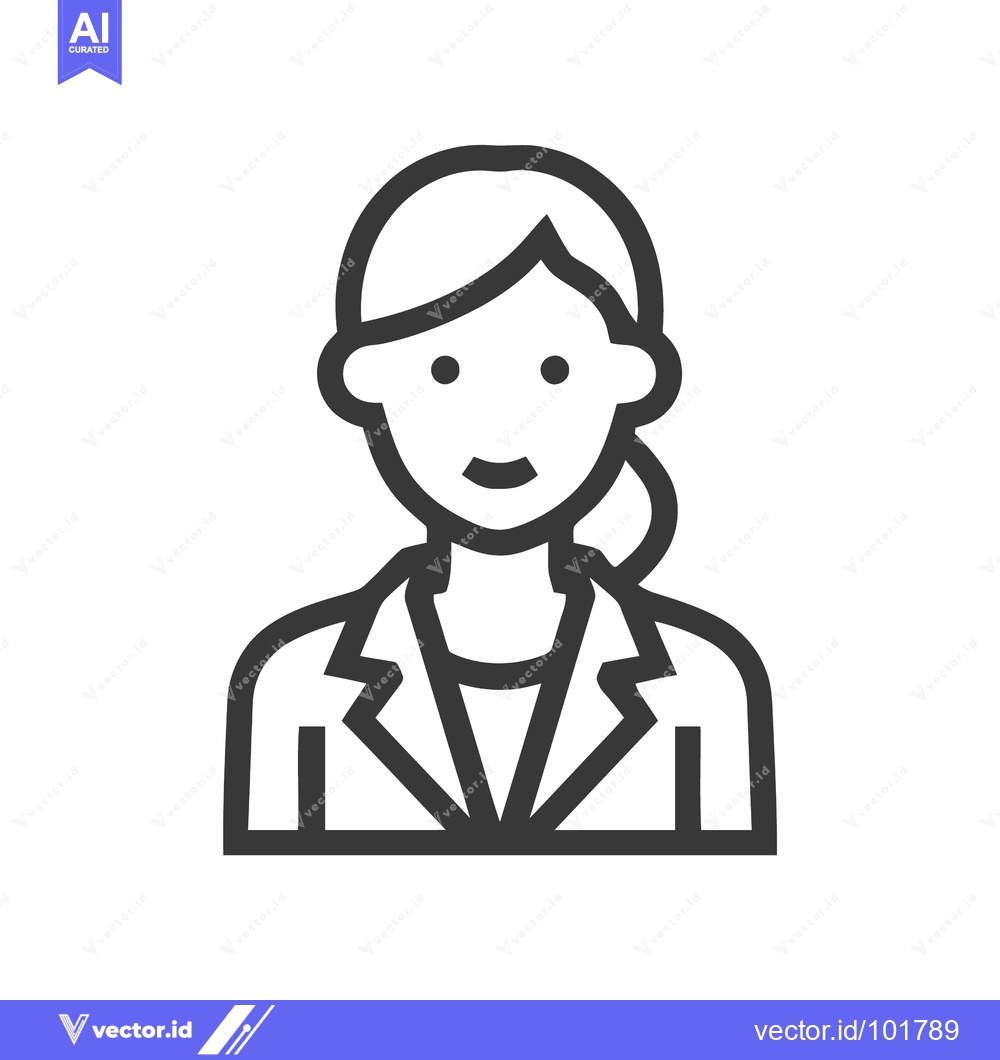 Premium Vector of Modern Flat Design Icon: Smiling Female Professional in Blazer with Po