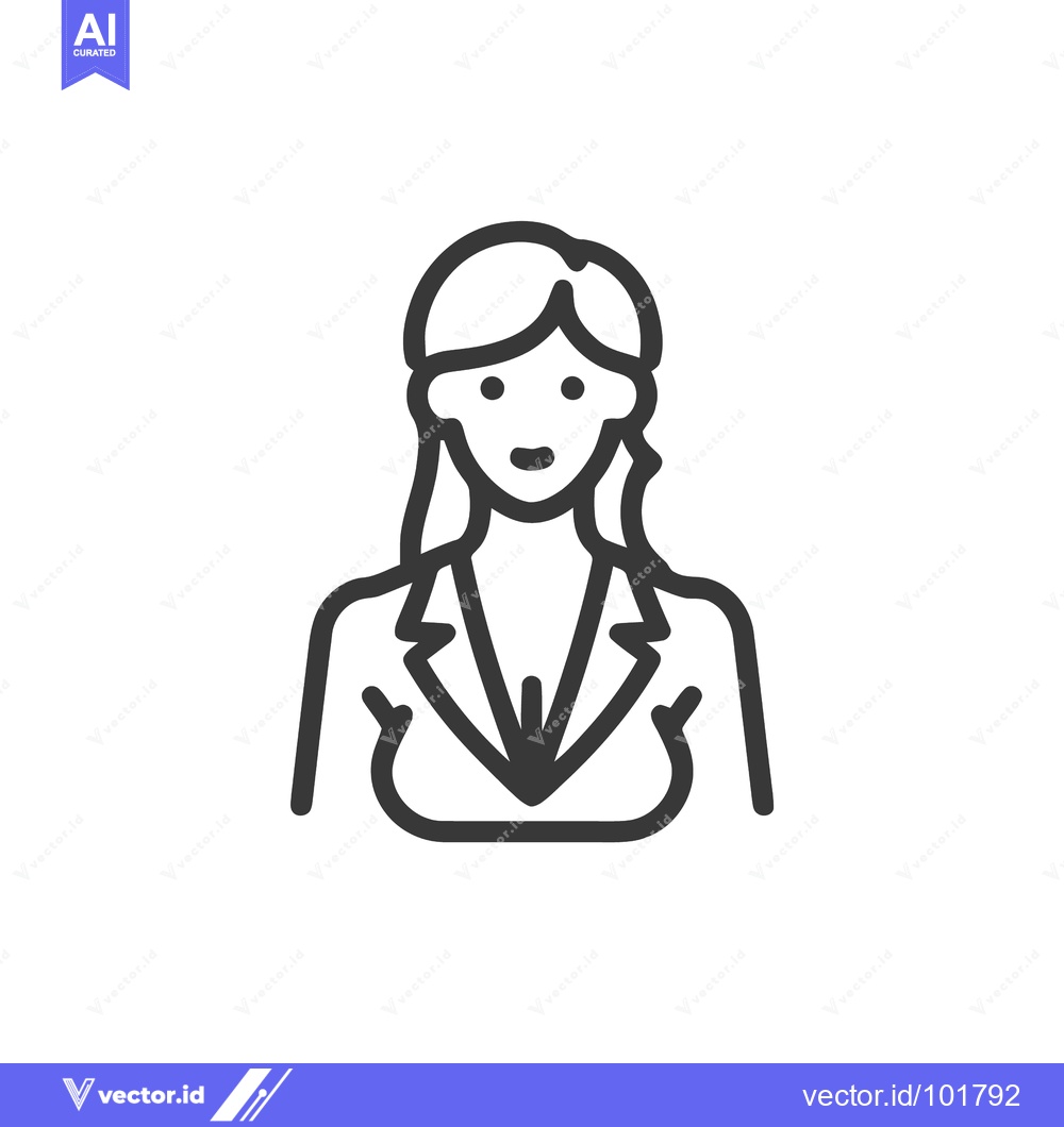 Premium Vector dari Minimalist Line Art Icon of a Professional Woman in a Blazer, User Ava