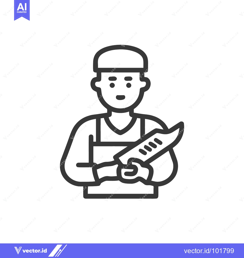Premium Vector dari Professional Chef or Butcher Line Art Icon with Hat, Apron, and Large