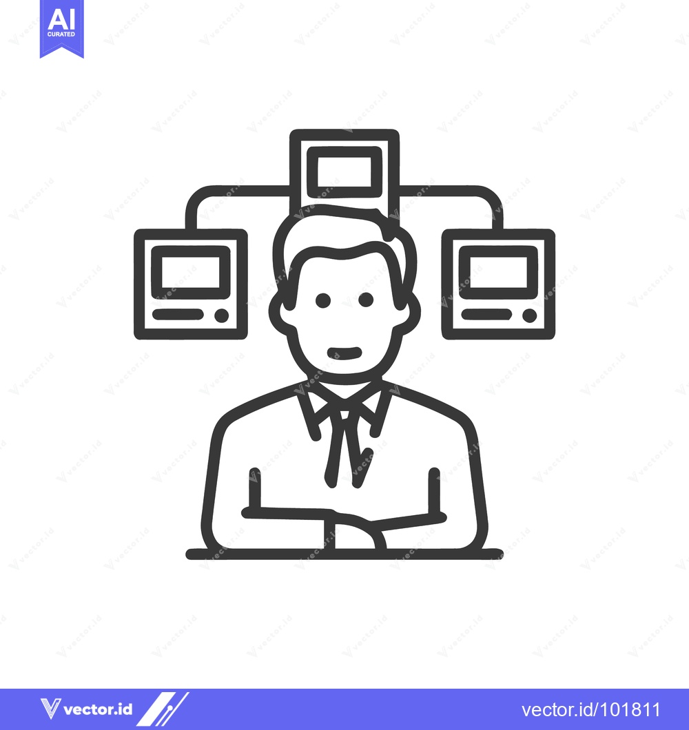 Premium Vector dari Minimalist Line Art Icon of IT Professional Managing Distributed Netwo