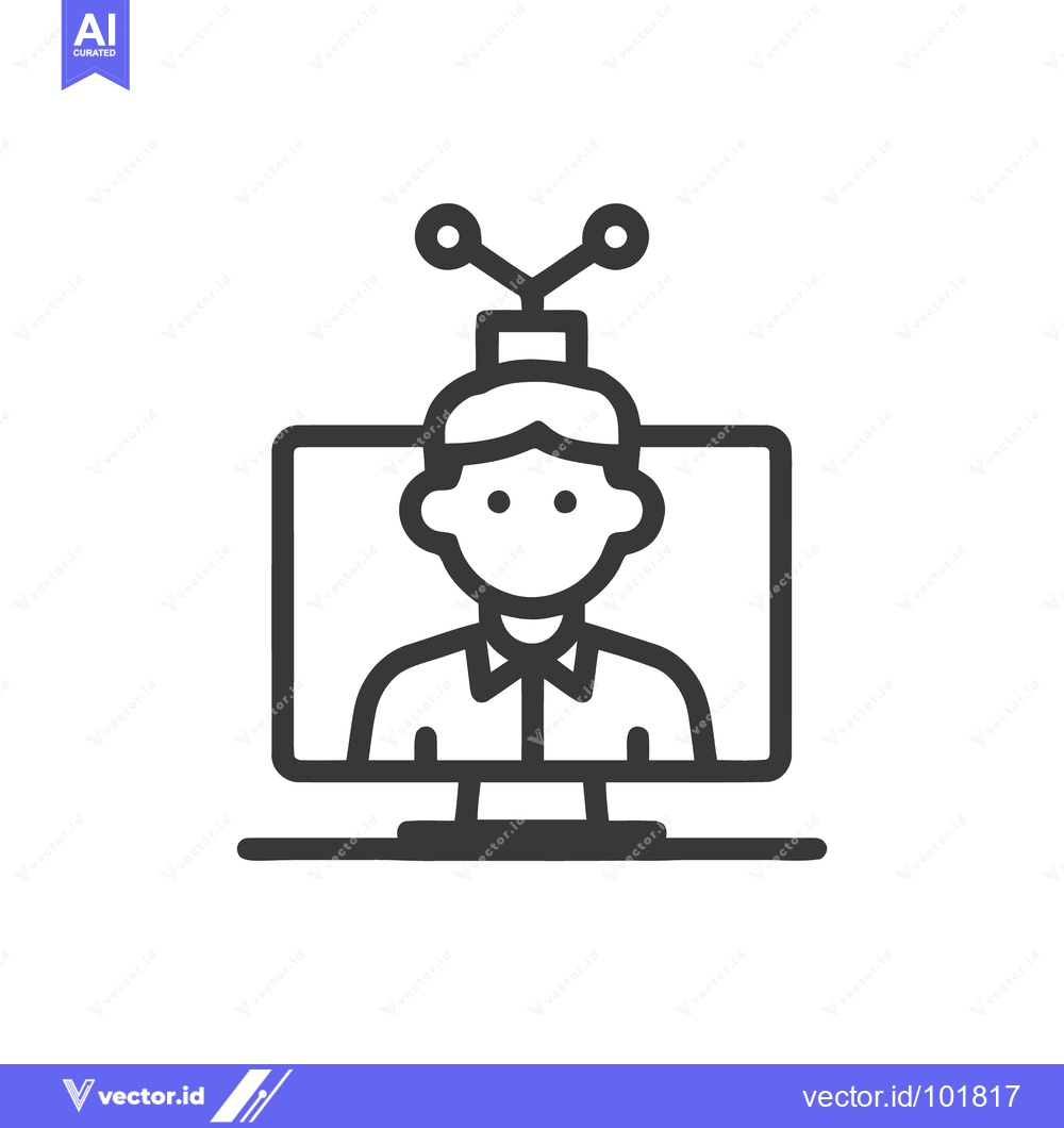 Premium Vector of Retro Television with Person Icon: News Anchor, Broadcast, or Online C