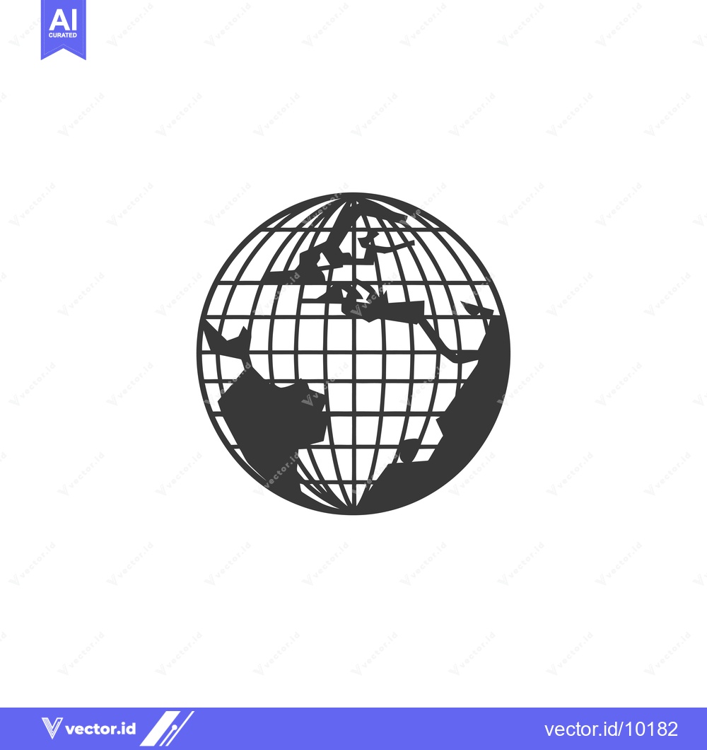 Premium Vector of A black and white globe with a grid and continents