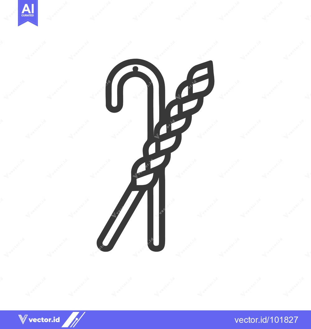 Premium Vector dari Clean Line Art Icon of Shepherd's Staff and Braided Wheat, a Tradition