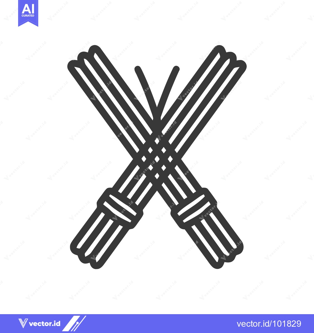 Premium Vector dari Bold Line Art Icon of Two Crossed and Bound Stick Bundles in an X-Shap