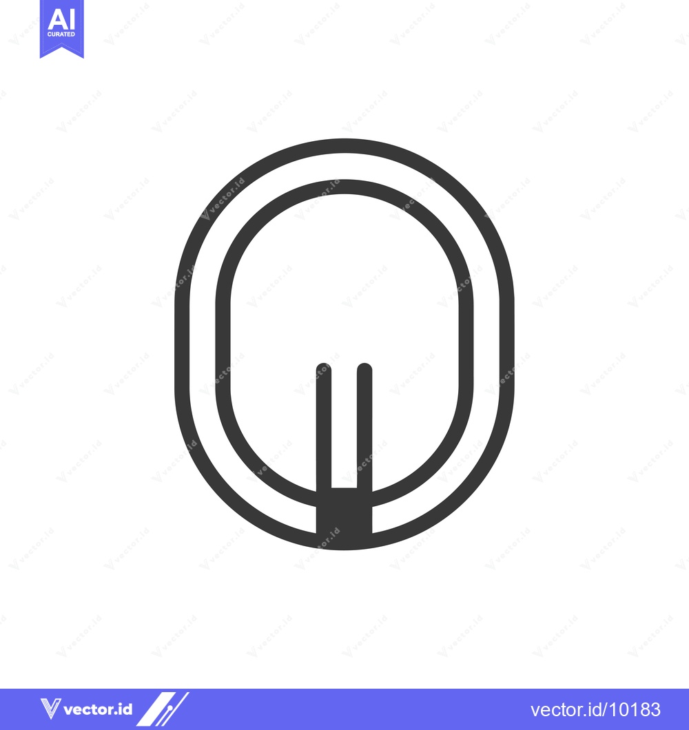 Premium Vector dari A black and white graphic of an oval with a vertical line at the botto