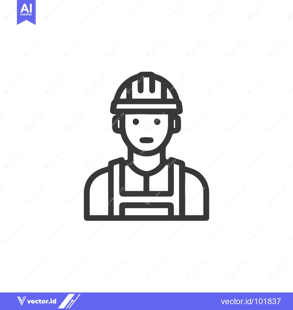 Premium Vector dari Clean Vector Icon of a Worker with Safety Helmet and Vest