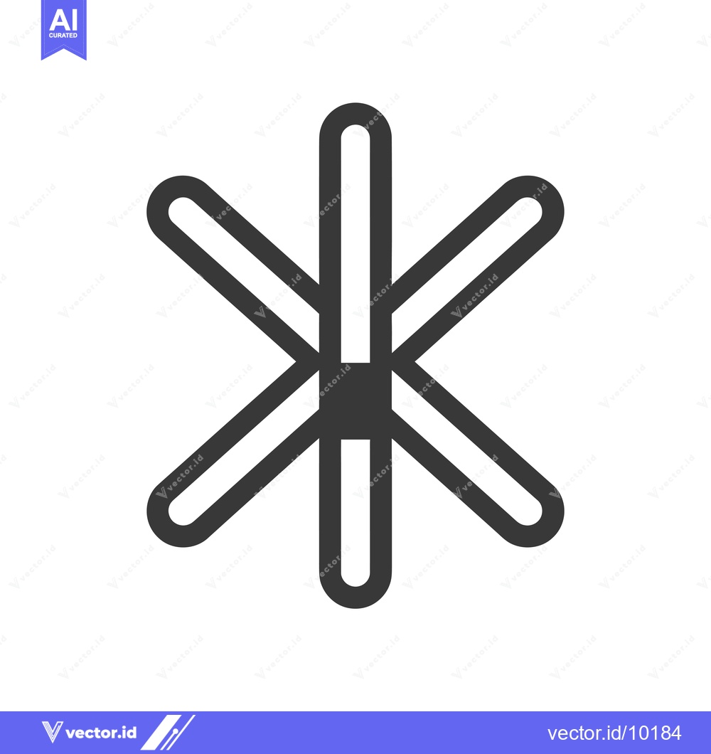 Premium Vector of A black and white graphic of a stylized snowflake.