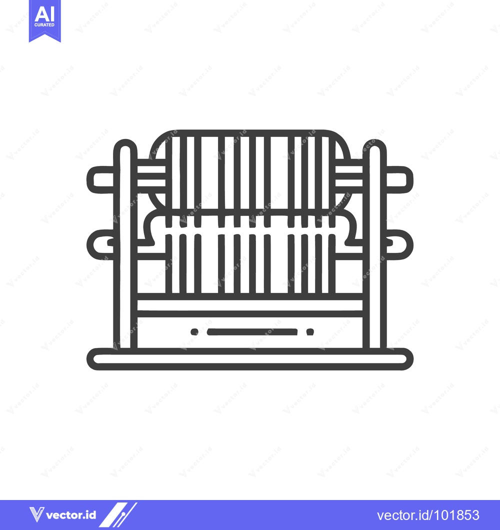 Premium Vector of Minimalist Line Art Icon of a Traditional Weaving Loom for Textile Cra