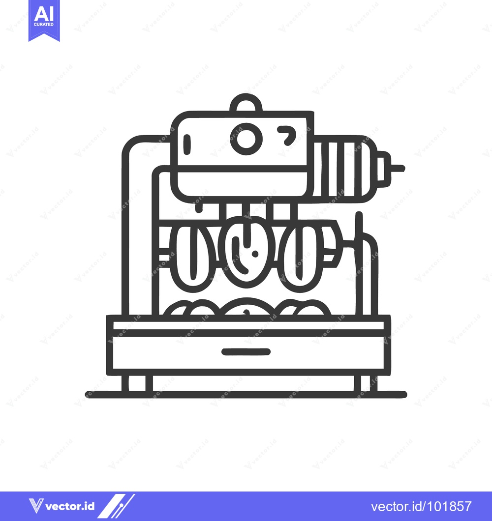 Premium Vector of Industrial Egg Processing Machine with Automated Conveyor Line Icon