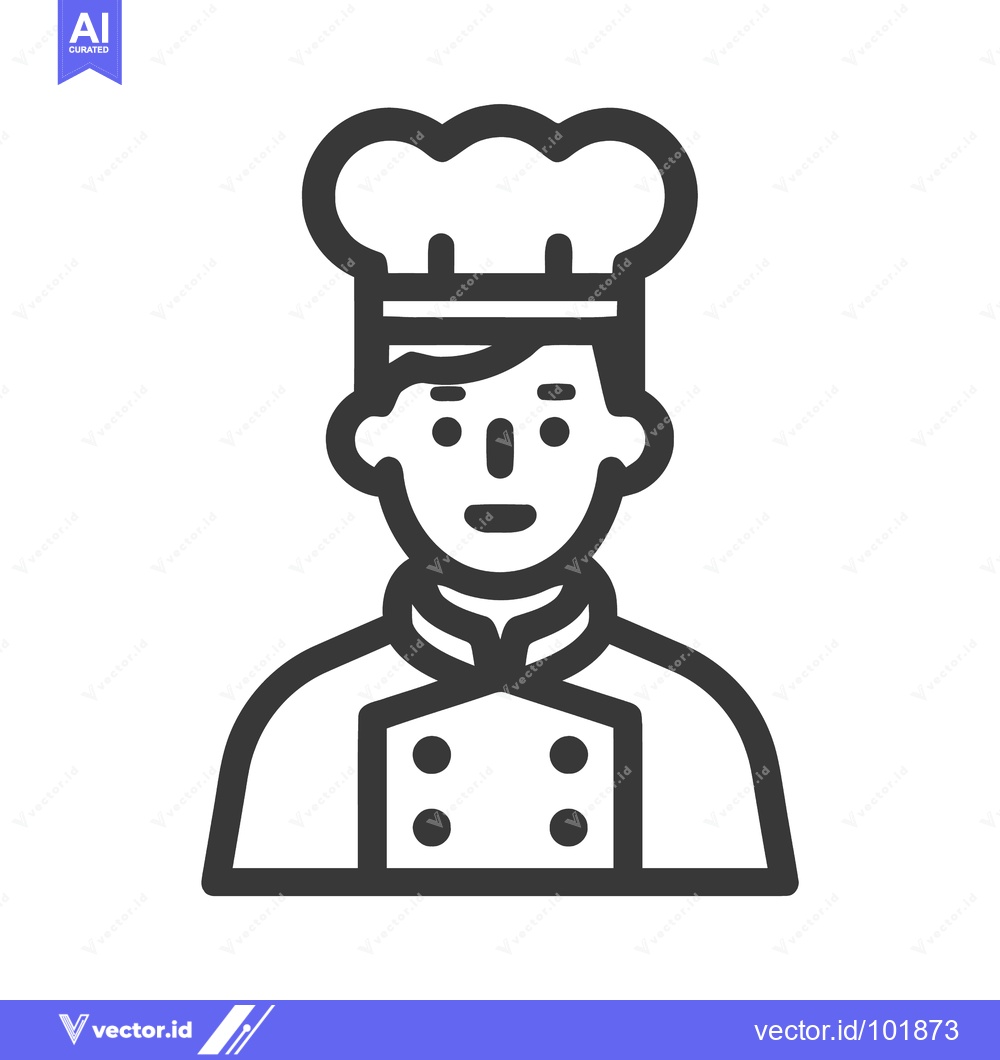 Premium Vector dari Bold Monochrome Line Icon of a Friendly Chef in Uniform