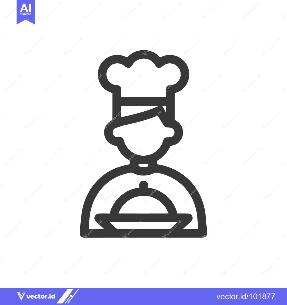 Premium Vector dari Simple Chef Bust with Toque Hat and Cloche Line Art