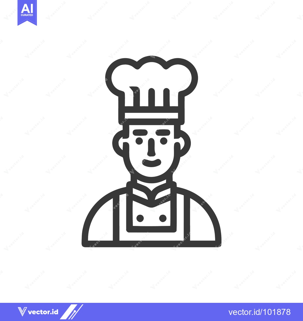 Premium Vector dari Professional Chef Bust Line Icon with Toque and Double-Breasted Jacket