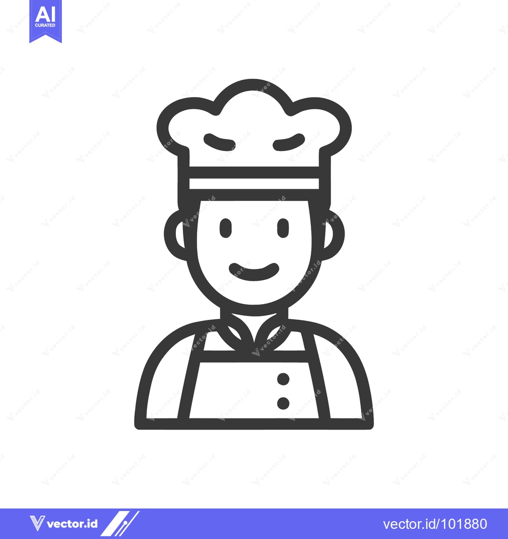 Premium Vector of Smiling Chef Portrait: Minimalist Line Art Icon for Food Industry
