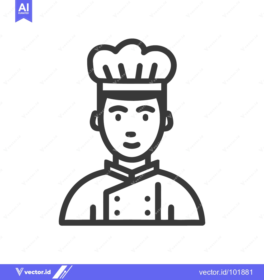 Premium Vector of Professional Chef Bust Icon in a Clean, Modern Outline Style