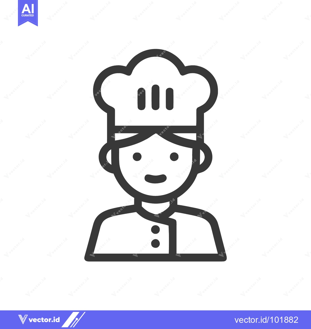 Premium Vector dari Friendly Chef Portrait Icon in a Clean, Minimalist Line Art Style