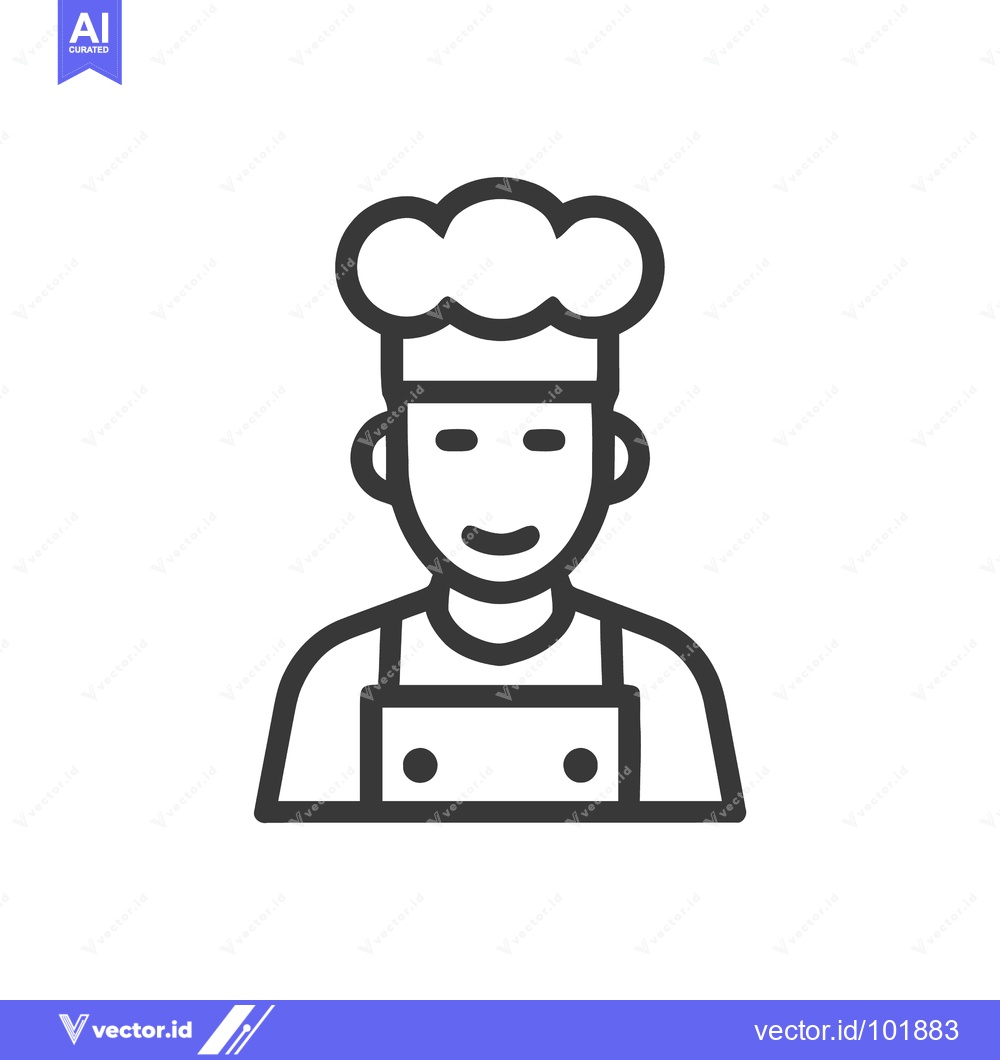 Premium Vector dari Friendly Professional Chef Bust Icon in a Clean Minimalist Line Art St