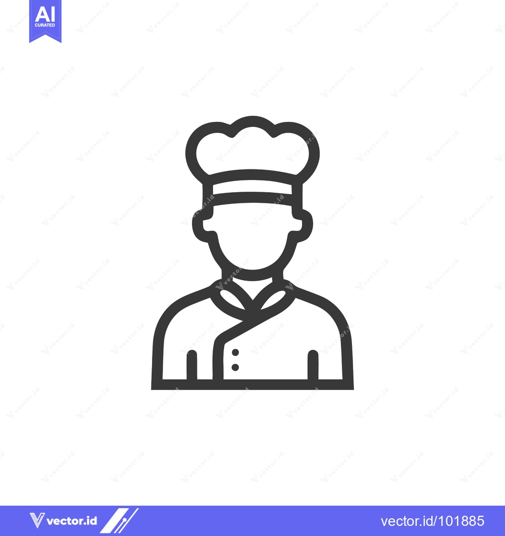 Premium Vector dari Modern Chef Bust Line Icon with Toque and Professional Uniform
