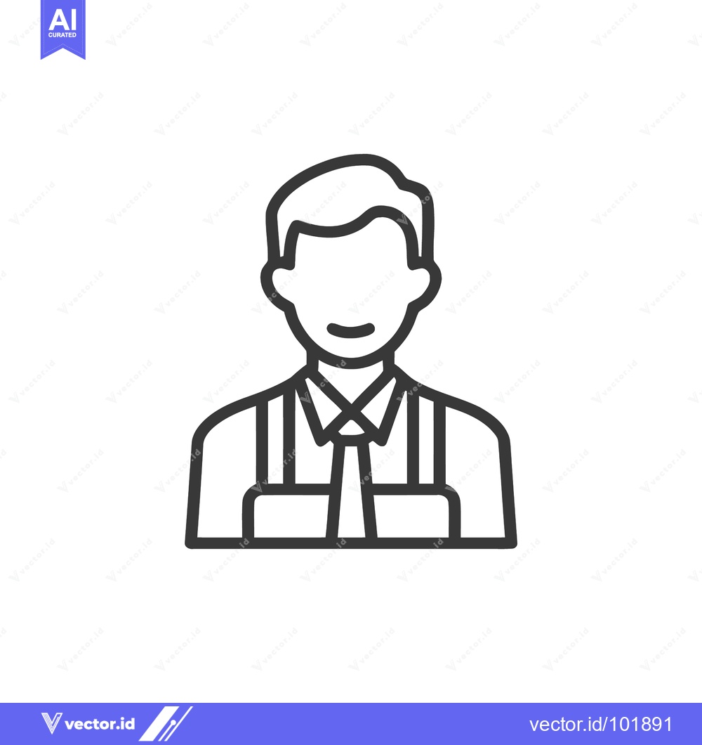 Premium Vector dari Friendly Professional Man in Apron and Tie, Minimalist Outline Avatar