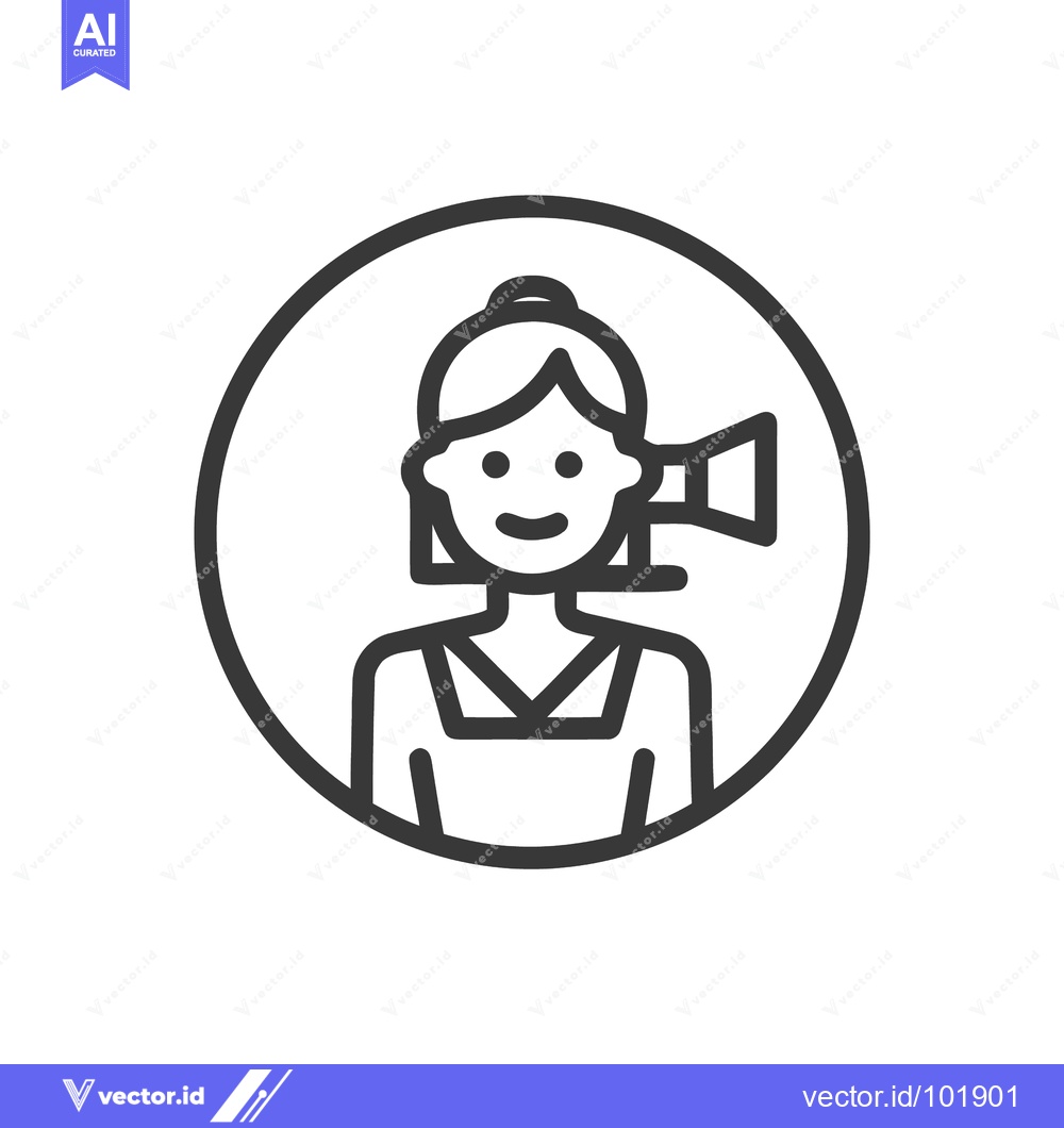Premium Vector dari Modern Outline Icon of a Woman with a Megaphone for Public Announcemen