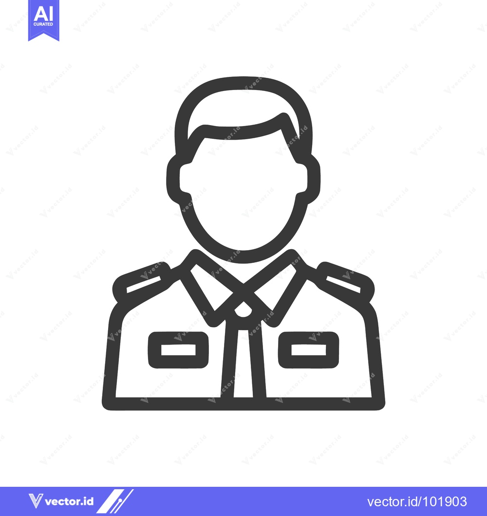 Premium Vector dari Minimalist Line Art Icon of a Faceless Officer in Uniform