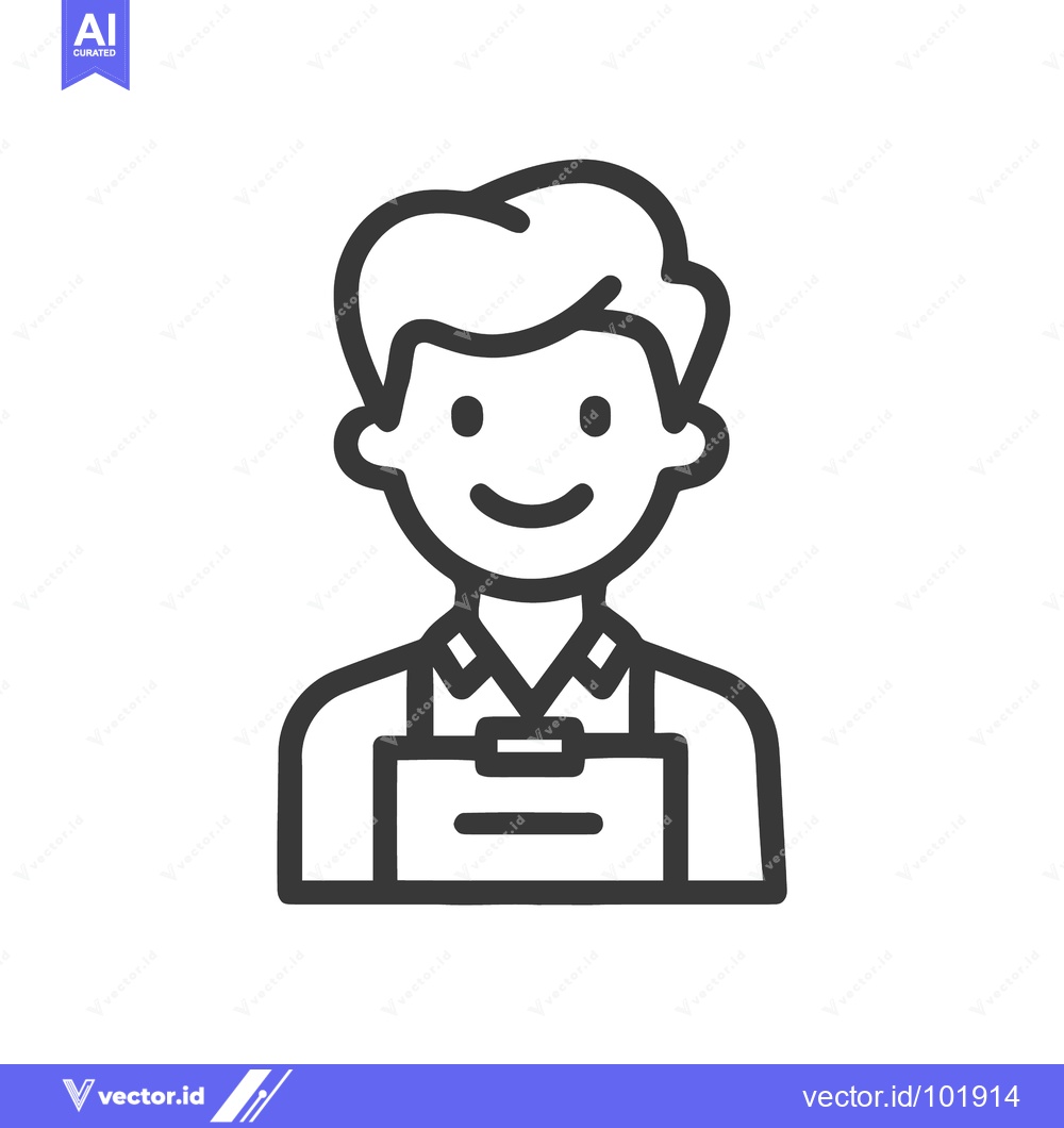 Premium Vector of Smiling Line Art Icon of Friendly Service Professional or Employee