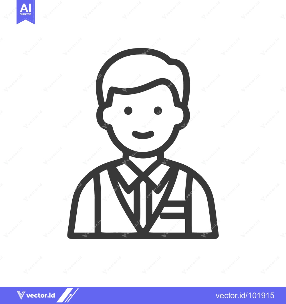 Premium Vector dari Smiling Male Avatar Line Icon in Business Attire, Clean Vector Outline