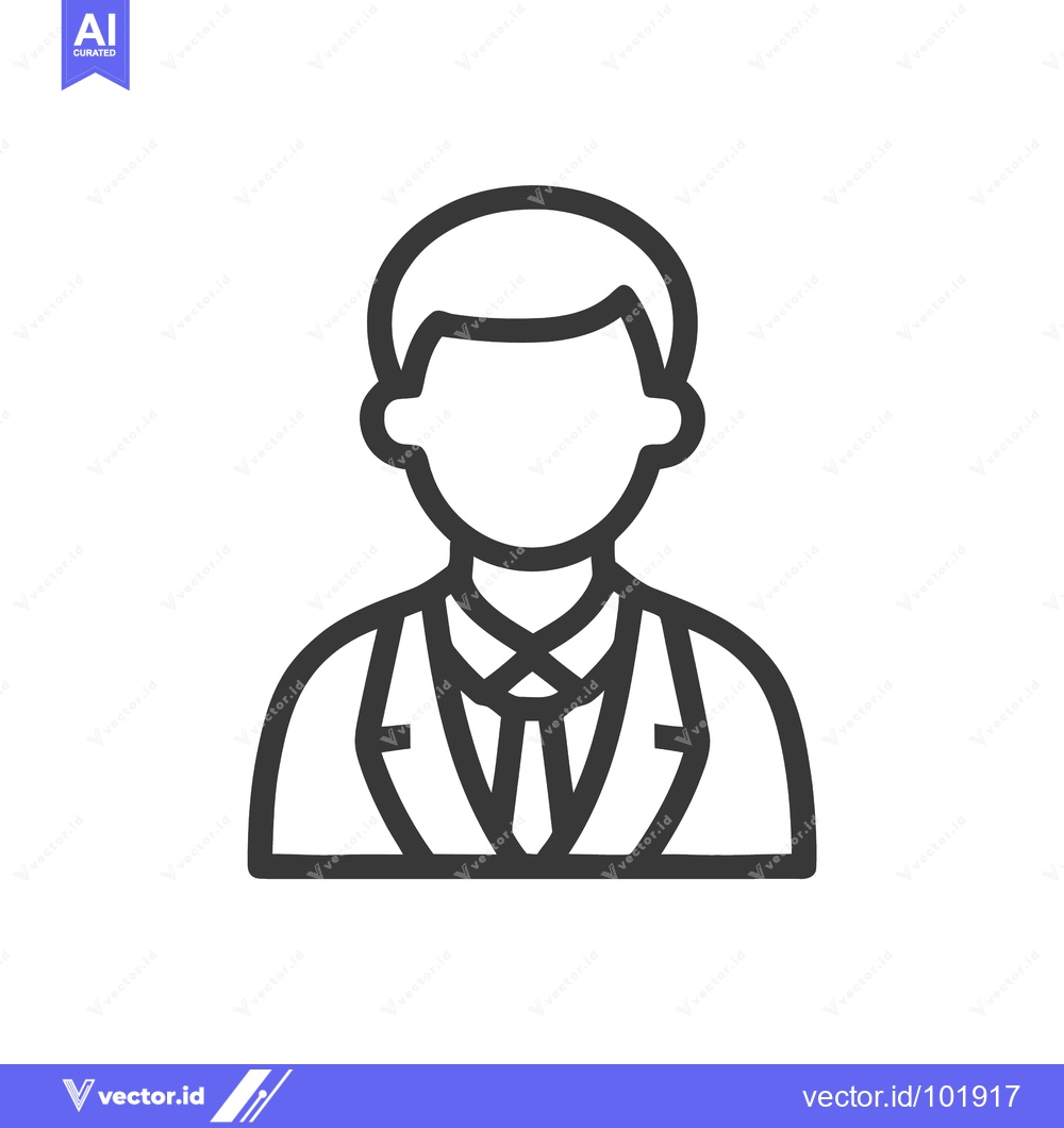 Premium Vector of Minimalist Professional Man Line Icon: Faceless Business Avatar in Sui