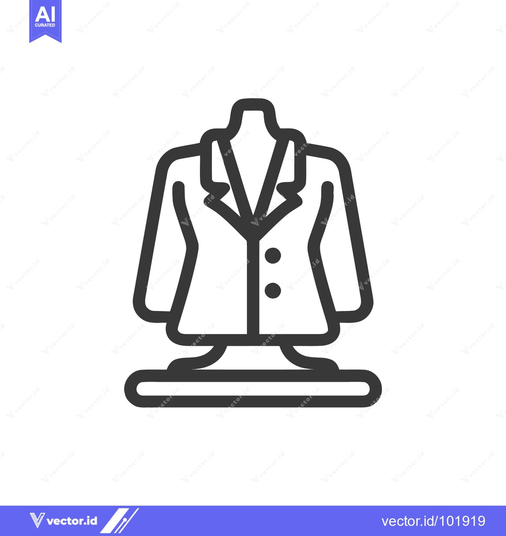 Premium Vector dari Elegant Black Line Icon: Formal Blazer on Tailor's Dummy for Fashion &