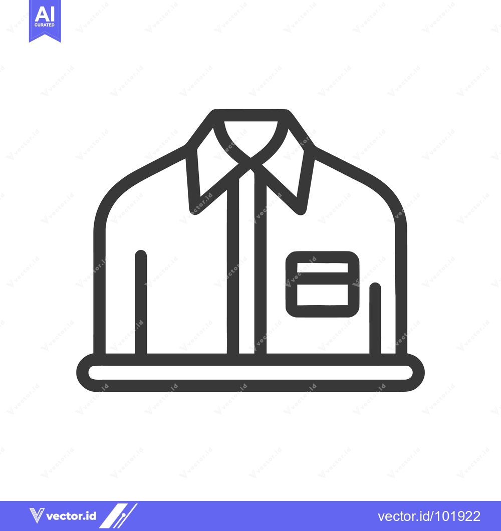 Premium Vector dari Clean Minimalist Black Outline Icon of a Collared Shirt with Pocket, C