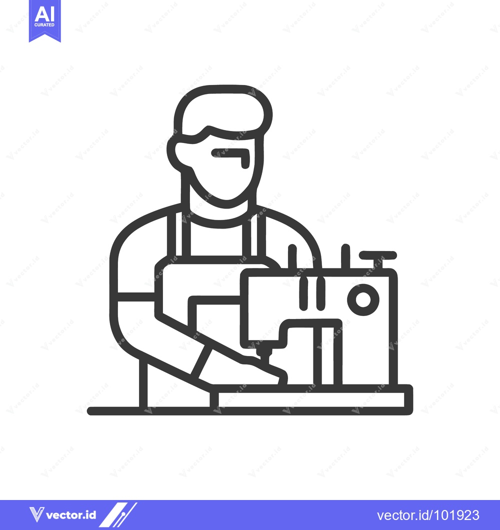 Premium Vector dari Professional Tailor or Seamster Operating Sewing Machine, Crafting Gar