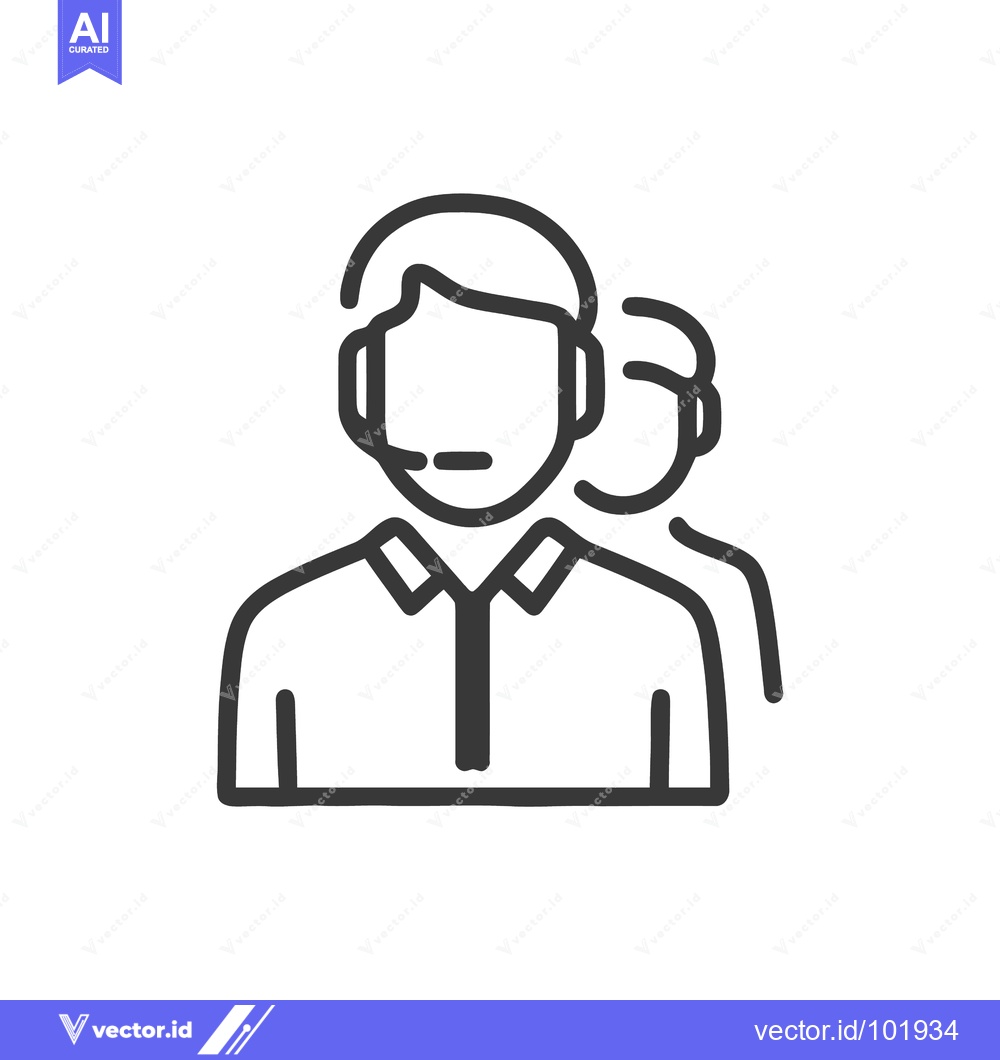 Premium Vector of Minimalist Black Line Icon of Customer Service Team with Headsets, Rep