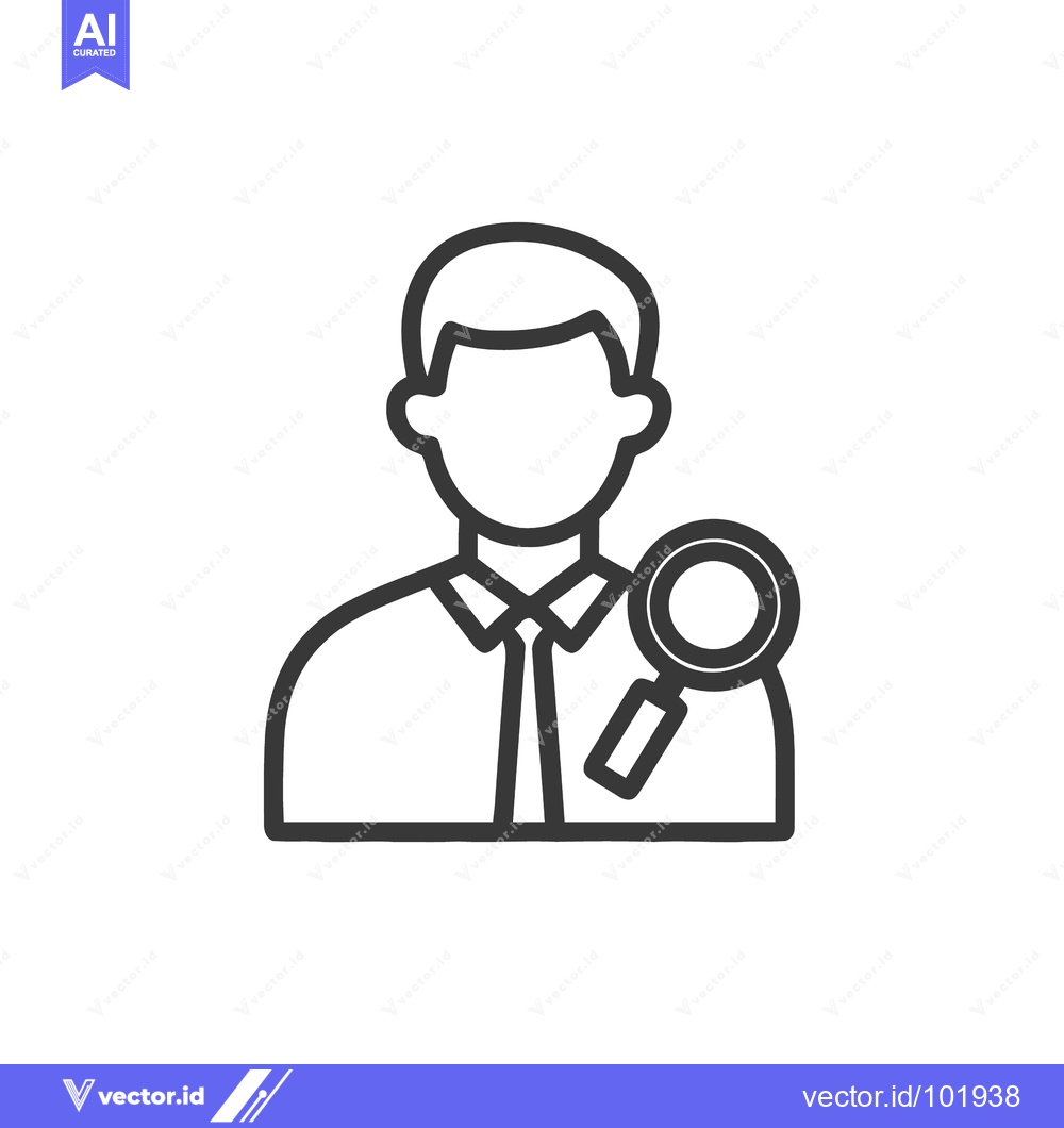 Premium Vector dari Minimalist Line Art Icon: Person with Magnifying Glass for User Search