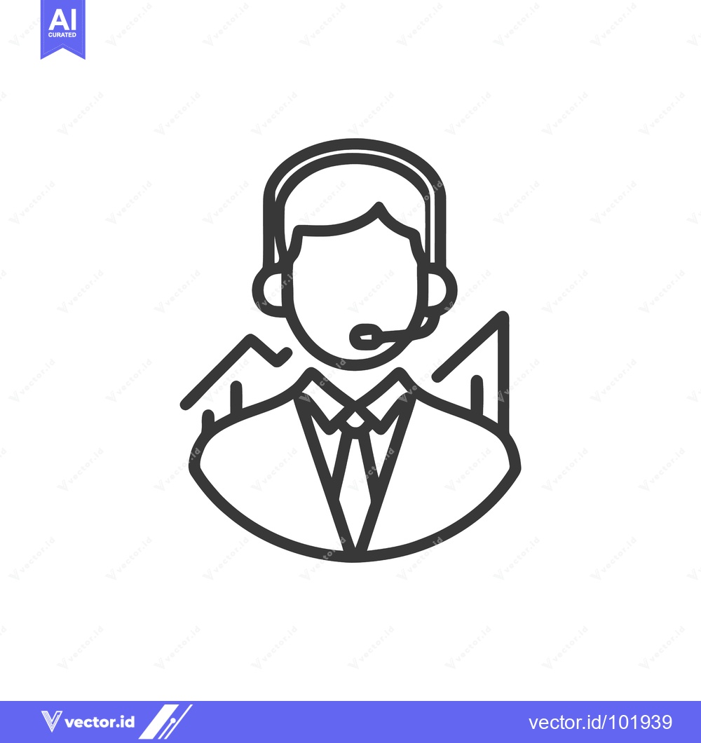 Premium Vector dari Clean Line Art Icon of a Professional Customer Service Agent Wearing a